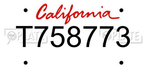 T758773 California License Plate