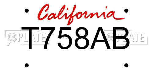 T758AB California License Plate