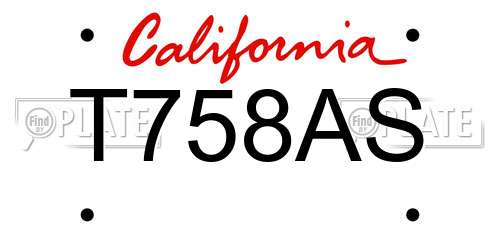 T758AS California License Plate