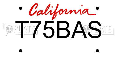 T75BAS California License Plate