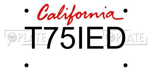 T75IED California License Plate