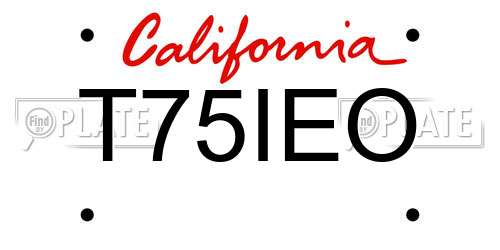 T75IEO California License Plate