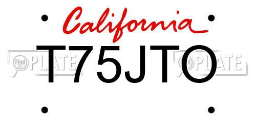 T75JTO California License Plate