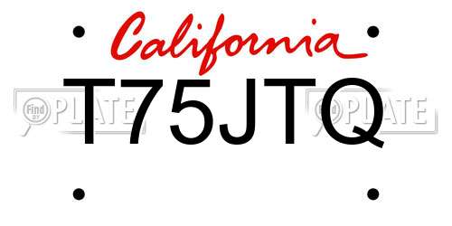 T75JTQ California License Plate