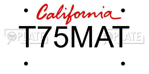 T75MAT California License Plate