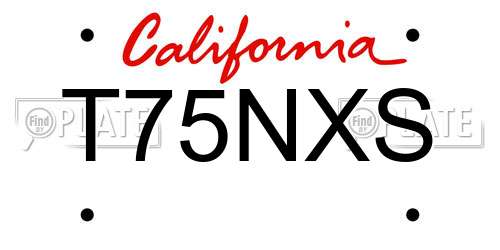 T75NXS California License Plate