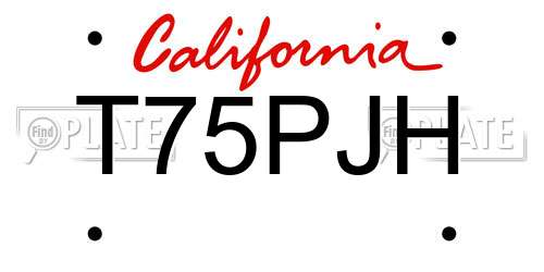 T75PJH California License Plate