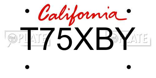 T75XBY California License Plate
