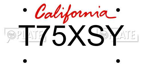 T75XSY California License Plate