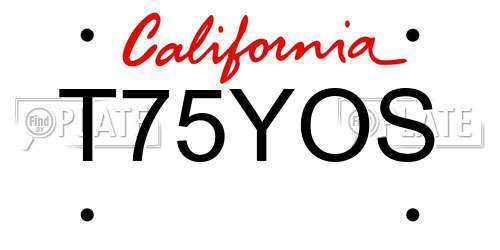 T75YOS California License Plate