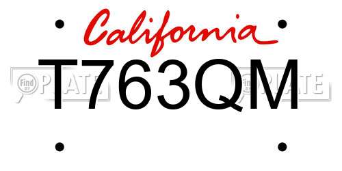 T763QM California License Plate