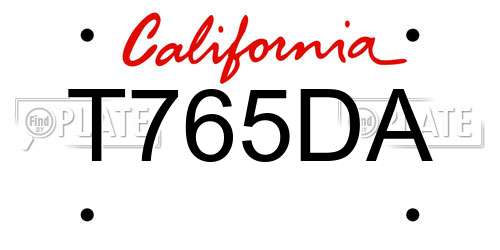 T765DA California License Plate