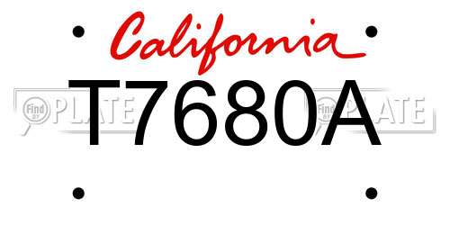 T7680A California License Plate