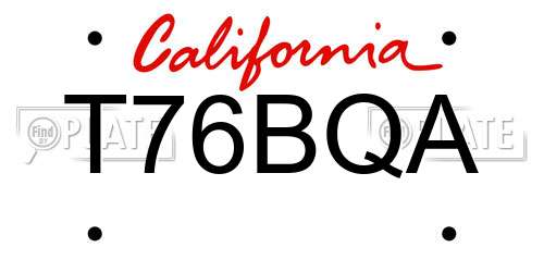 T76BQA California License Plate