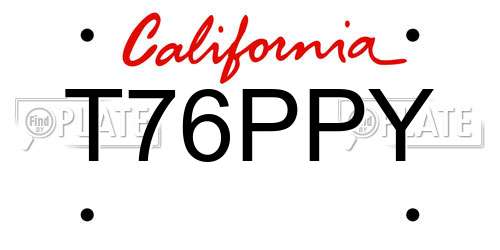 T76PPY California License Plate