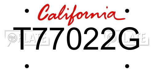 T77022G California License Plate