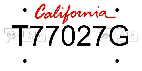 T77027G California License Plate