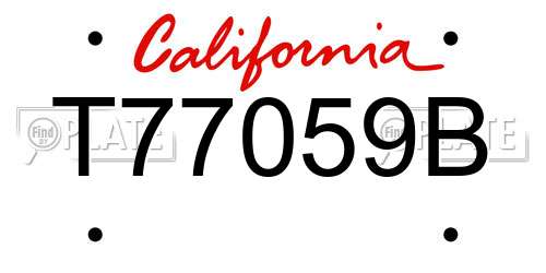 T77059B California License Plate