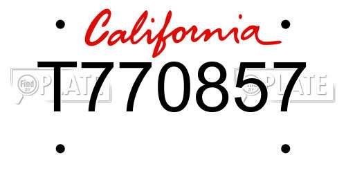 T770857 California License Plate