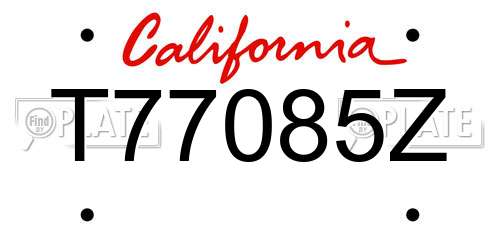 T77085Z California License Plate