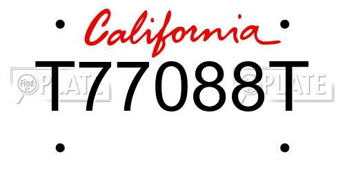 T77088T California License Plate