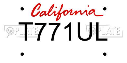 T771UL California License Plate