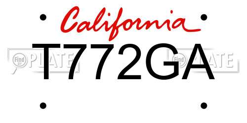 T772GA California License Plate