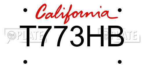 T773HB California License Plate