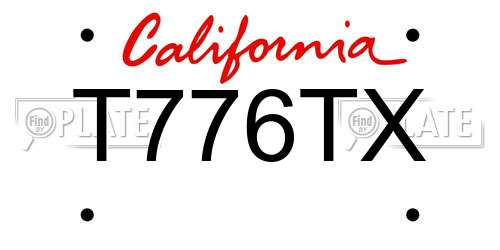 T776TX California License Plate