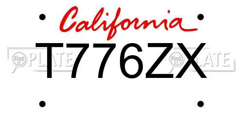 T776ZX California License Plate