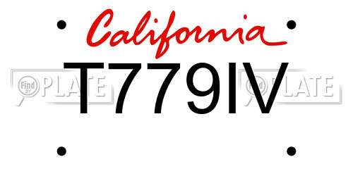T779IV California License Plate