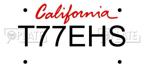 T77EHS California License Plate