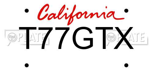 T77GTX California License Plate