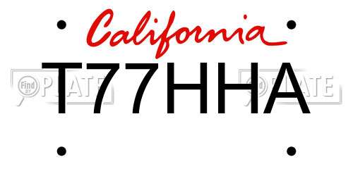 T77HHA California License Plate
