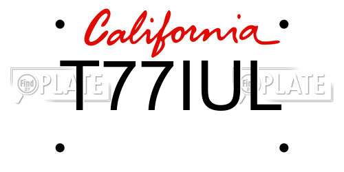 T77IUL California License Plate