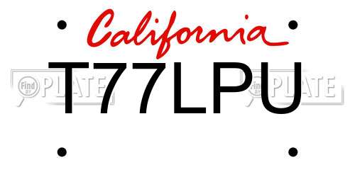 T77LPU California License Plate