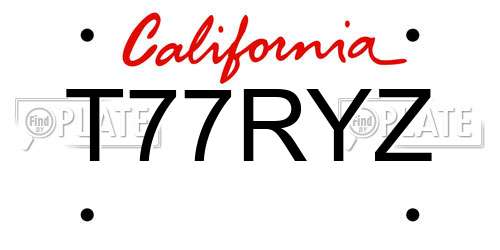 T77RYZ California License Plate