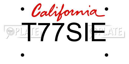 T77SIE California License Plate