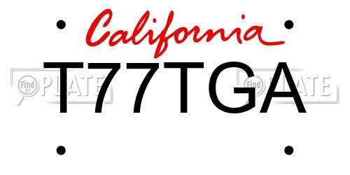 T77TGA California License Plate
