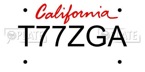 T77ZGA California License Plate
