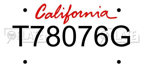 T78076G California License Plate