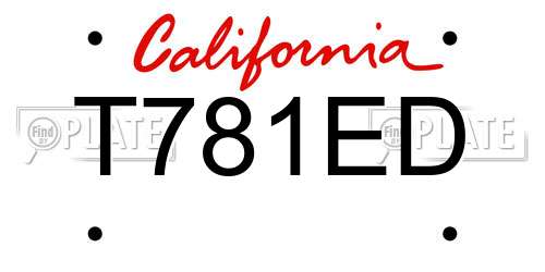 T781ED California License Plate