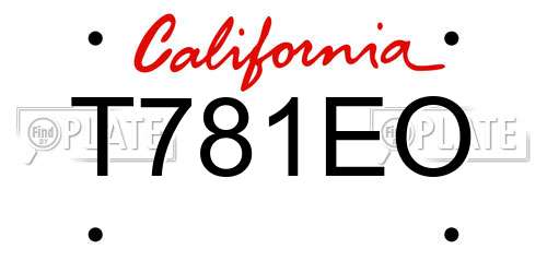 T781EO California License Plate