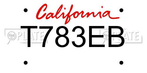 T783EB California License Plate