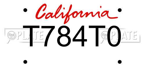 T784T0 California License Plate