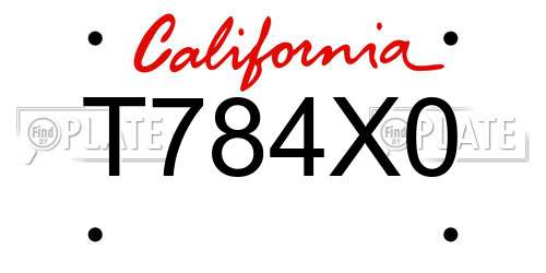 T784X0 California License Plate