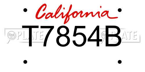 T7854B California License Plate