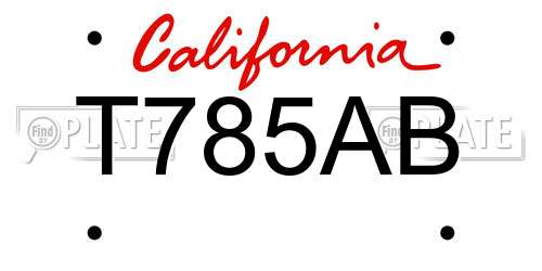 T785AB California License Plate