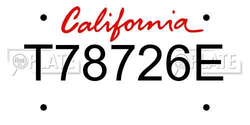 T78726E California License Plate