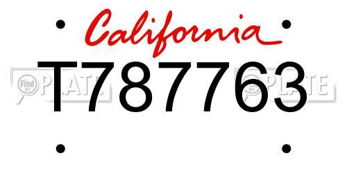 T787763 California License Plate